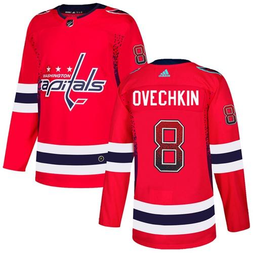 Adidas Capitals #8 Alex Ovechkin Red Home Authentic Drift Fashion Stitched NHL Jersey