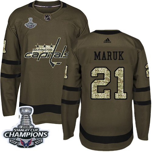 Adidas Capitals #21 Dennis Maruk Green Salute to Service Stanley Cup Final Champions Stitched NHL Jersey