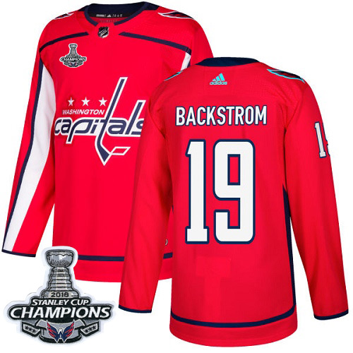 Adidas Capitals #19 Nicklas Backstrom Red Home Authentic Stanley Cup Final Champions Stitched NHL Jersey