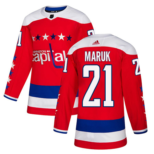 Adidas Capitals #21 Dennis Maruk Red Alternate Authentic Stitched NHL Jersey