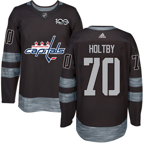 Adidas Capitals #70 Braden Holtby Black 1917-2017 100th Anniversary Stitched NHL Jersey