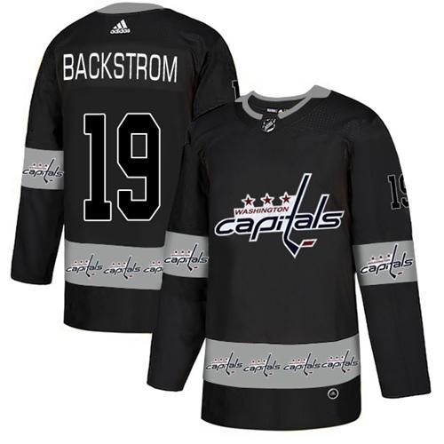 Adidas Capitals #19 Nicklas Backstrom Black Authentic Team Logo Fashion Stitched NHL Jersey