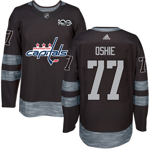 Adidas Capitals #77 T.J Oshie Black 1917-2017 100th Anniversary Stitched NHL Jersey