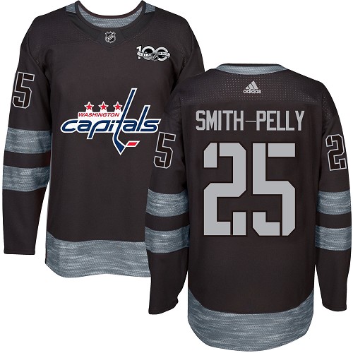 Adidas Capitals #25 Devante Smith-Pelly Black 1917-2017 100th Anniversary Stitched NHL Jersey
