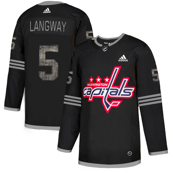 Adidas Capitals #5 Rod Langway Black Authentic Classic Stitched NHL Jersey