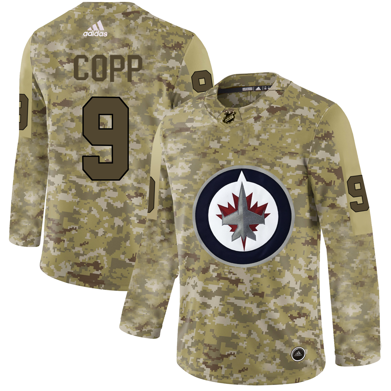 Adidas Jets #9 Andrew Copp Camo Authentic Stitched NHL Jersey