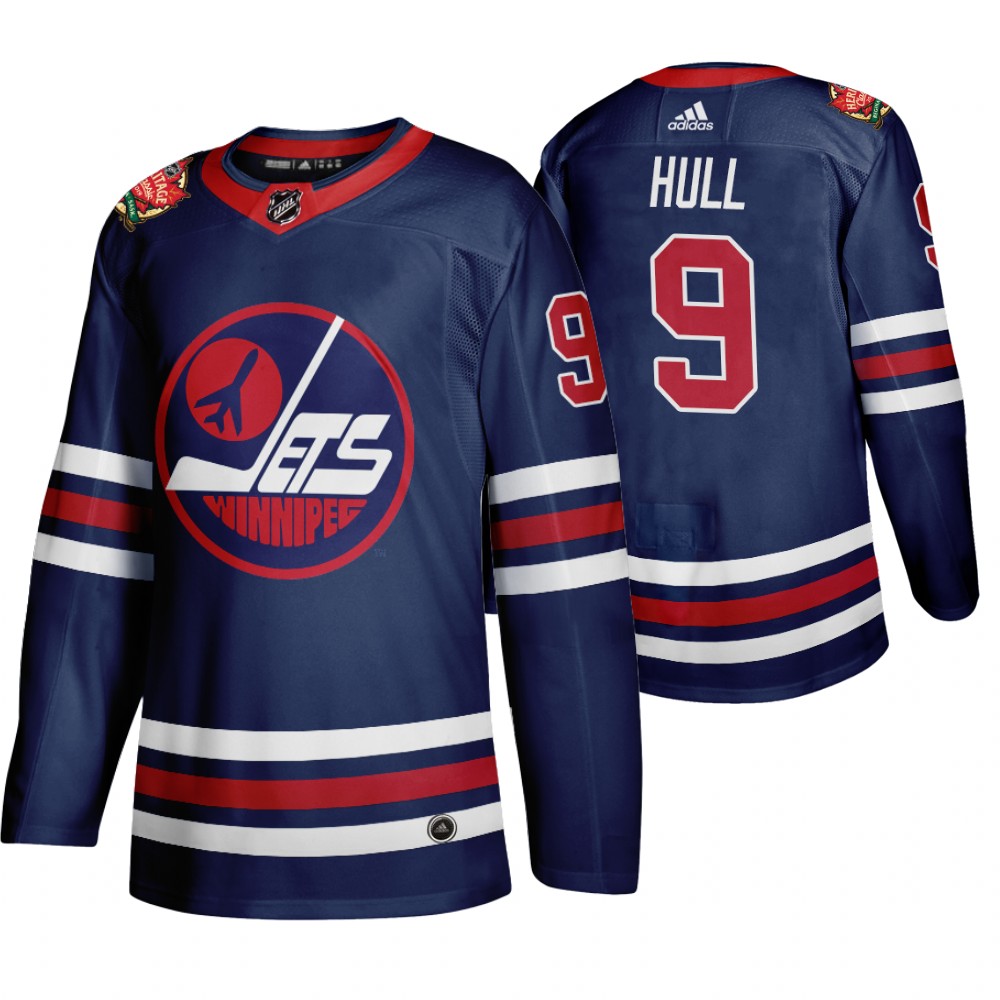 Winnipeg Jets #9 Bobby Hull Men's 2019-20 Heritage Classic Wha Navy Stitched NHL Jersey