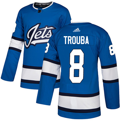 Adidas Jets #8 Jacob Trouba Blue Alternate Authentic Stitched NHL Jersey