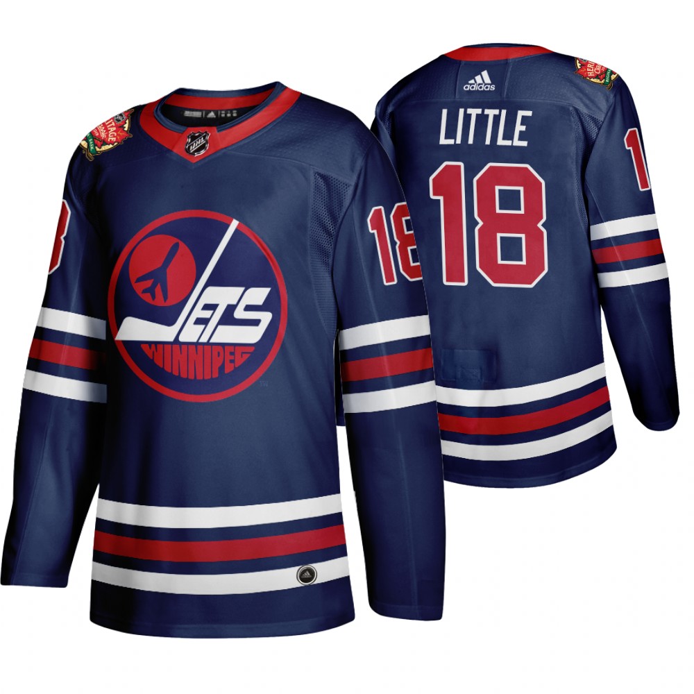 Winnipeg Jets #18 Bryan Little Men's 2019-20 Heritage Classic Wha Navy Stitched NHL Jersey