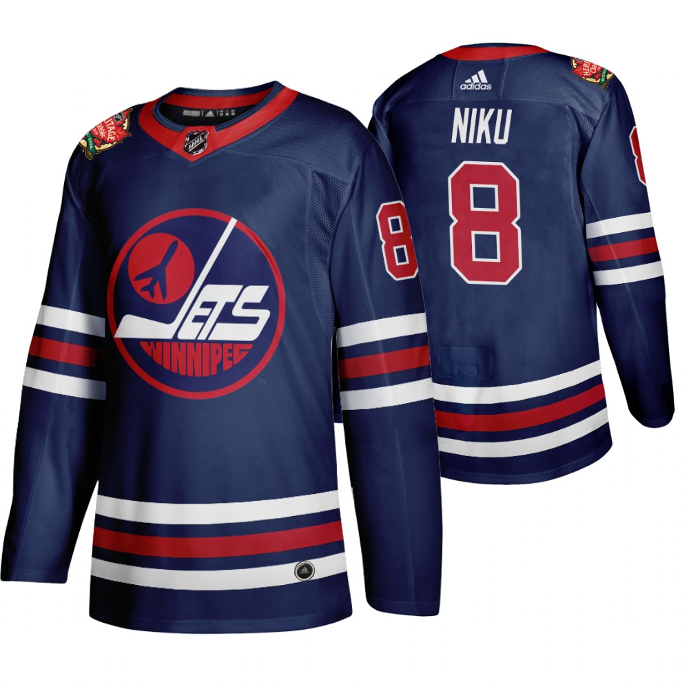 Winnipeg Jets #8 Sami Niku Men's 2019-20 Heritage Classic Wha Navy Stitched NHL Jersey