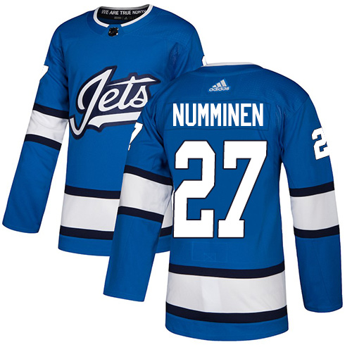 Adidas Jets #27 Teppo Numminen Blue Alternate Authentic Stitched NHL Jersey