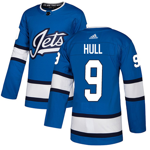 Adidas Jets #9 Bobby Hull Blue Alternate Authentic Stitched NHL Jersey