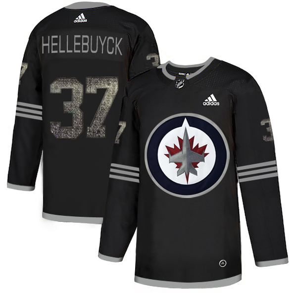 Adidas Jets #37 Connor Hellebuyck Black Authentic Classic Stitched NHL Jersey