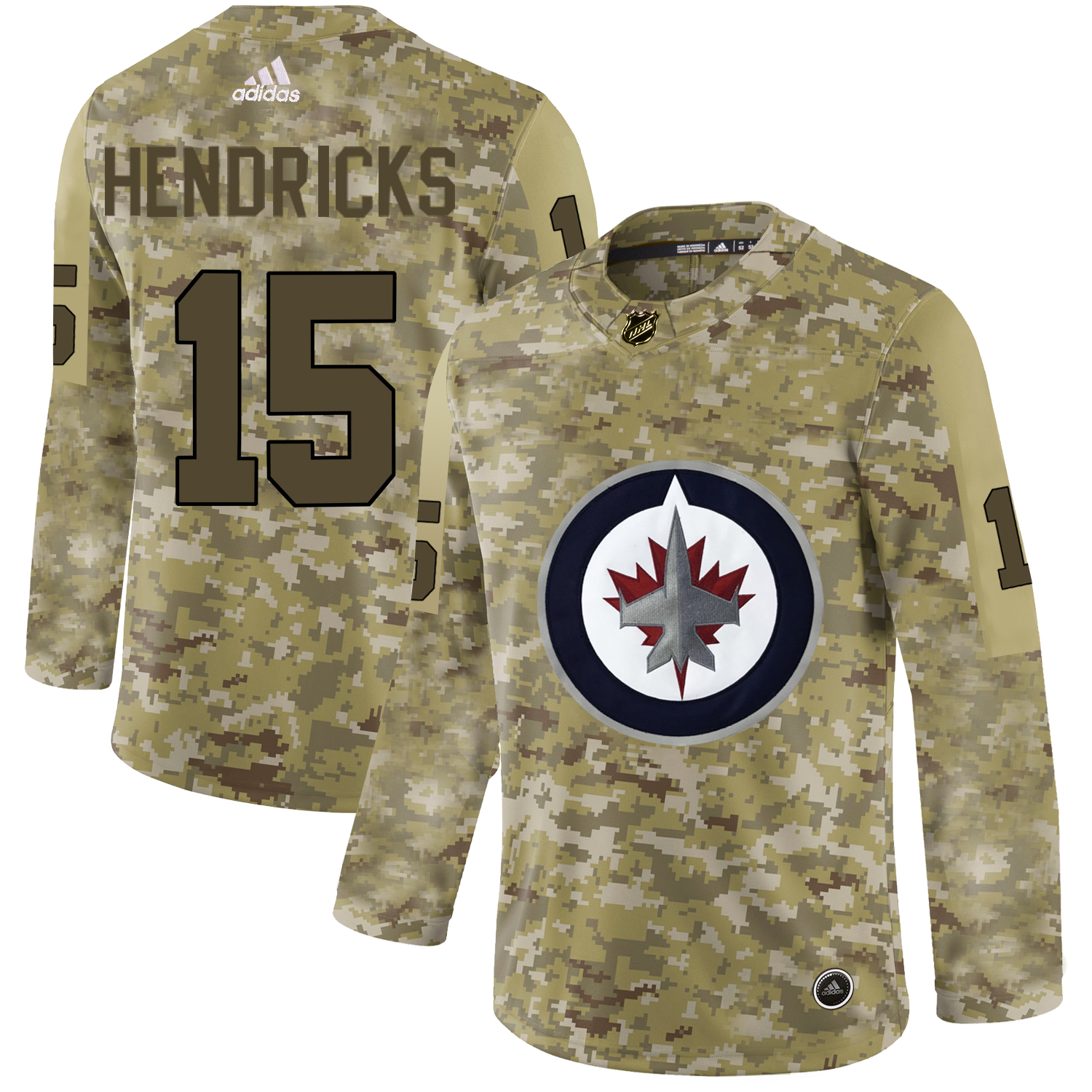 Adidas Jets #15 Matt Hendricks Camo Authentic Stitched NHL Jersey