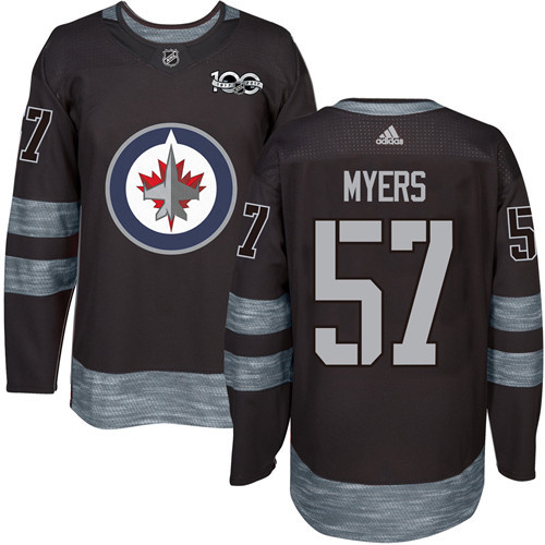 Adidas Jets #57 Tyler Myers Black 1917-2017 100th Anniversary Stitched NHL Jersey