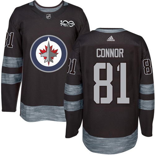 Adidas Jets #81 Kyle Connor Black 1917-2017 100th Anniversary Stitched NHL Jersey