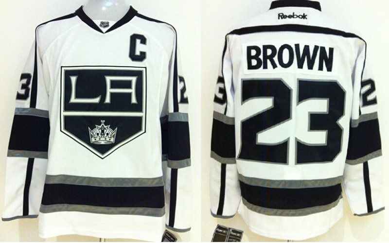 NHL Kings 23 Dustin Brown White With C Patch Men Jersey