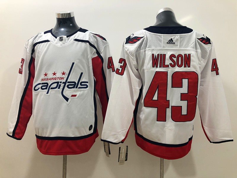 NHL Capitals 43 Tom Wilson Adidas White Men Jersey