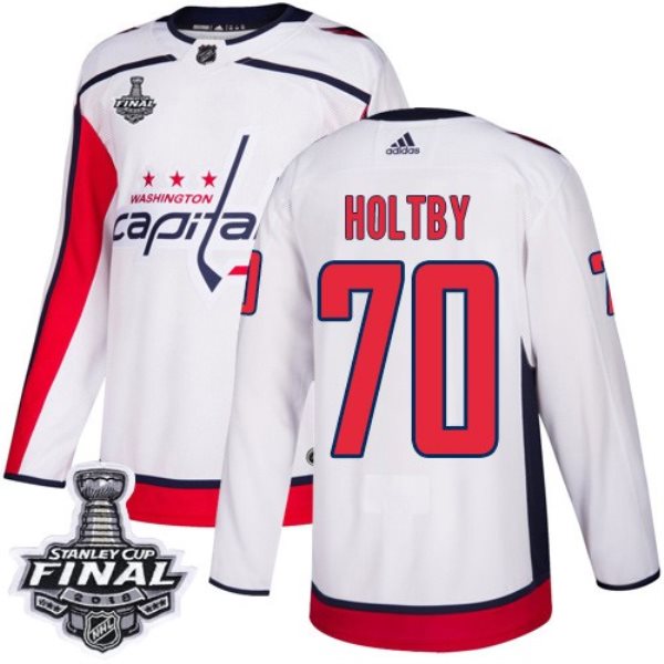 NHL Washington Capitals 70 Braden Holtby Adidas White 2018 Stanley Cup Final Patch Men Jersey