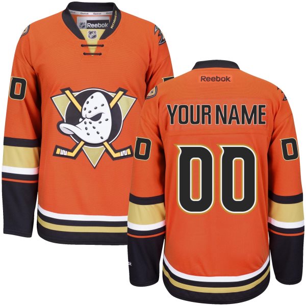 NHL Ducks Orange Customized Men Jersey