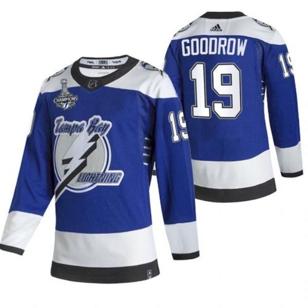 NHL Lightning 19 Barclay Goodrow 2021 Blue Stanley Cup Champions Reverse Retro Adidas Men Jersey