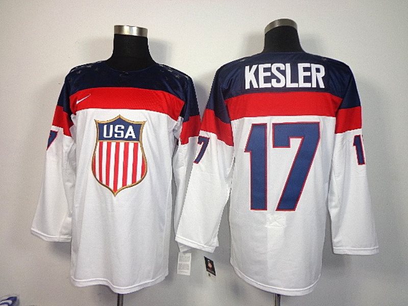 2014 Olympic Team USA No.17 Ryan Kesler White Hockey Jersey