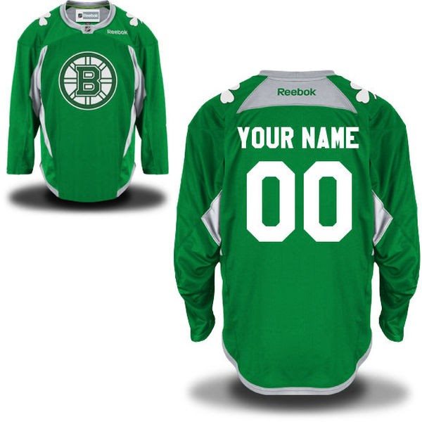 NHL Bruins St. Patrick's Day Green Reebok Customized Men Jersey