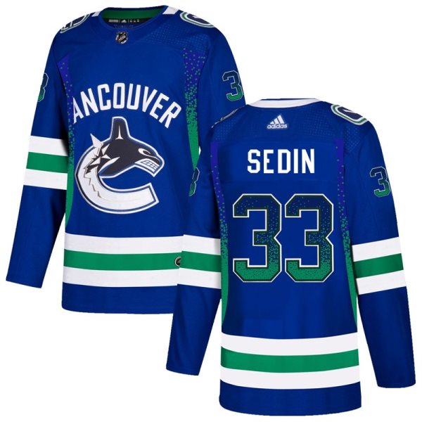 NHL Canucks 33 Henrik Sedin Blue Drift Fashion Adidas Men Jersey