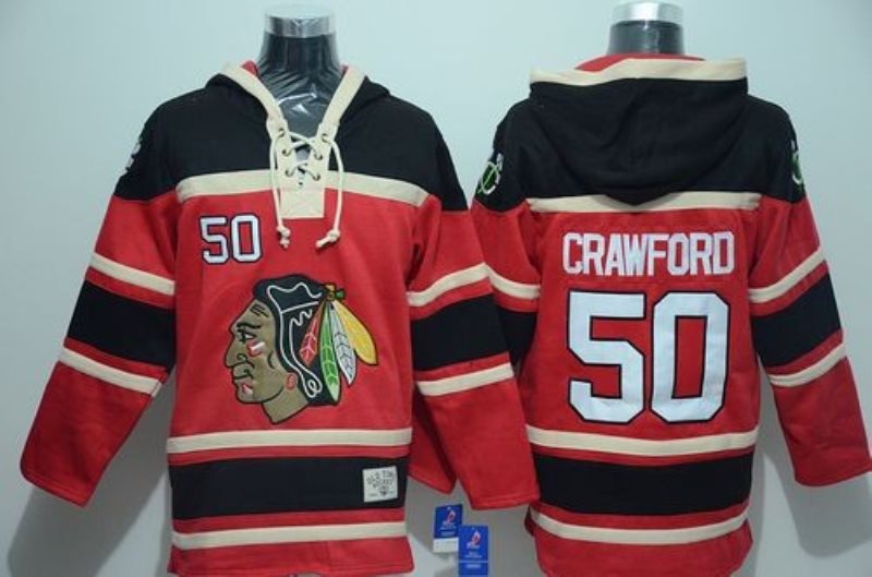NHL Blackhawks 50 Corey Crawford Red Men Sweatshirt