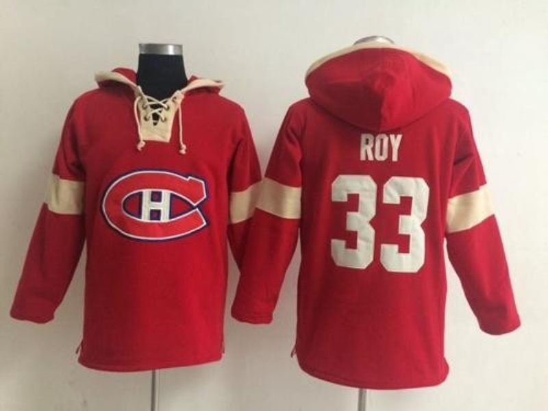 NHL Canadiens 33 Patrick Roy Red Pullover Men Hoodie