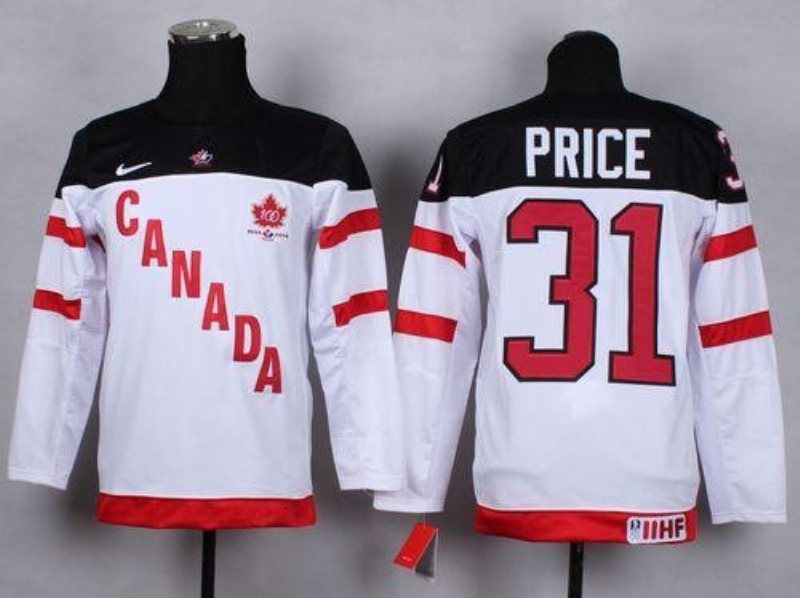 Team Canada 31 Carey Price White 100th Anniversary Stitched Youth NHL Jersey