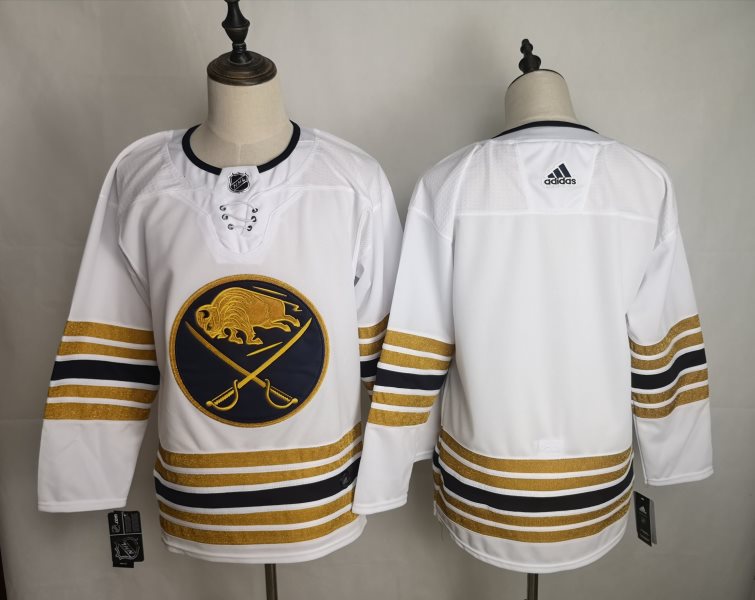 NHL Sabres Blank White 50th anniversary Adidas Men Jersey