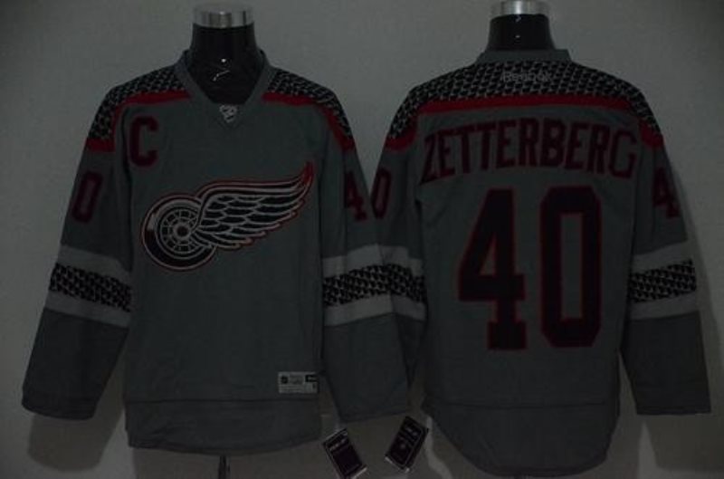 NHL Red Wings 40 Henrik Zetterberg Charcoal Cross Check Fashion Men Jersey