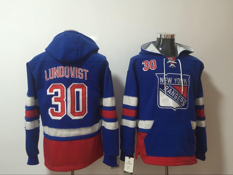 NHL Rangers 30 Henrik Lundqvist Blue Ageless Hoodie Sweatshirt