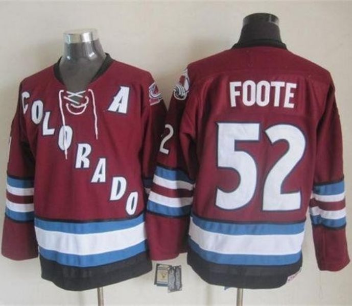 NHL Avalanche 52 Adam Foote Red CCM Throwback Men Jersey