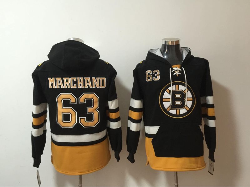 NHL Bruins 63 Brad Marchand Black Hoodie Sweatshirt