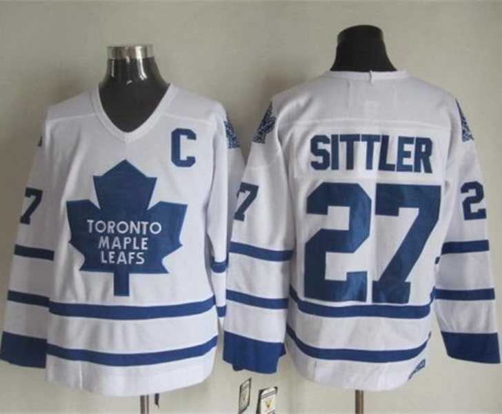 NHL Maple Leafs 27 Darryl Sittler White CCM Throwback Men Jersey
