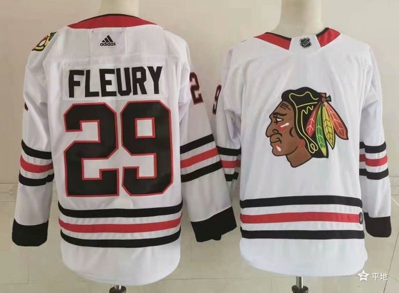 NHL Blackhawks 29 Marc-Andre Fleury White Adidas Men Jersey