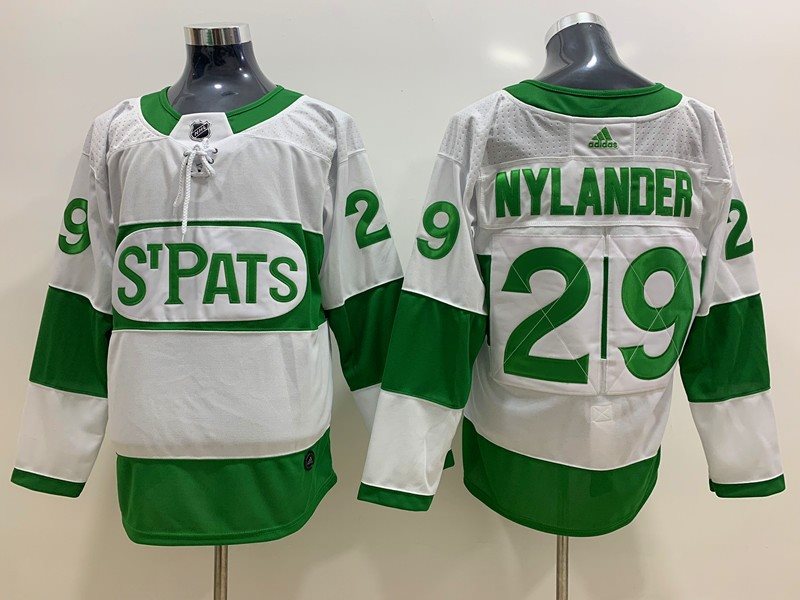 NHL Leafs 29 William Nylander White 2019 St. Patrick's Day Adidas Men Jersey