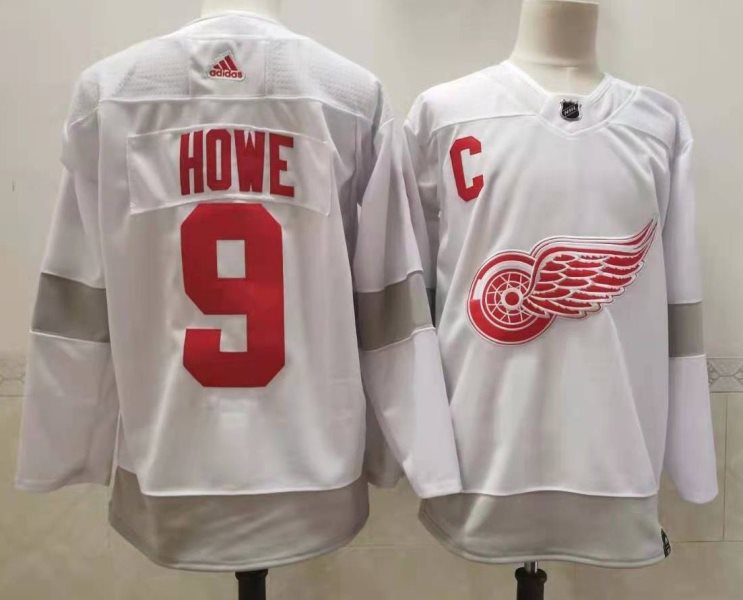 NHL Red Wings 9 Gordie Howe White 2020 New Adidas Men Jersey
