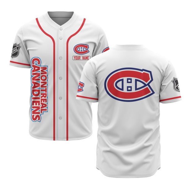 NHL Montreal canadiens White Baseball Customized Jersey