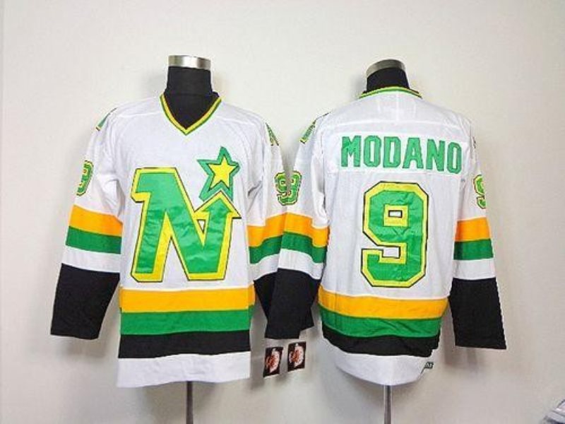 NHL Stars 9 Mike Modano White Men Jersey
