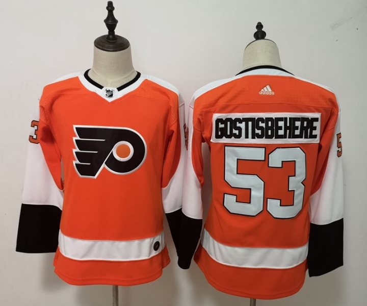 NHL Flyers 53 Shayne Gostisbehere Orange Adidas Women Jersey