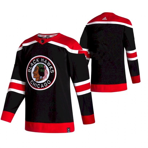 Men's Chicago Blackhawks Blank Black 2020-21 NHL Reverse Retro Stitched Jersey