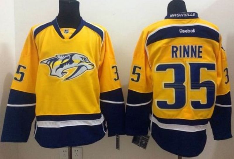 NHL Predators 35 Pekka Rinne Yellow Home Men Jersey