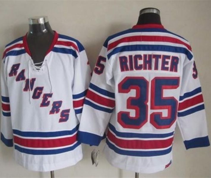 NHL Rangers 35 Mike Richter White CCM Throwback Men Jersey