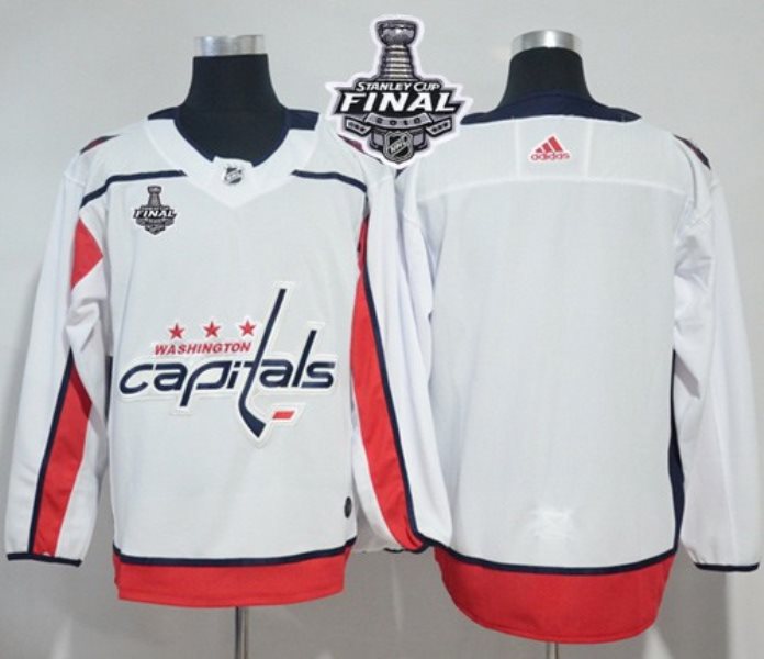 NHL Washington Capitals Blank Adidas White 2018 Stanley Cup Final Patch Men Jersey