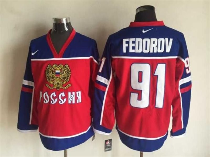 Team Russia 91 Sergei Fedorov 2015 Ice Winter Hocky Jersey
