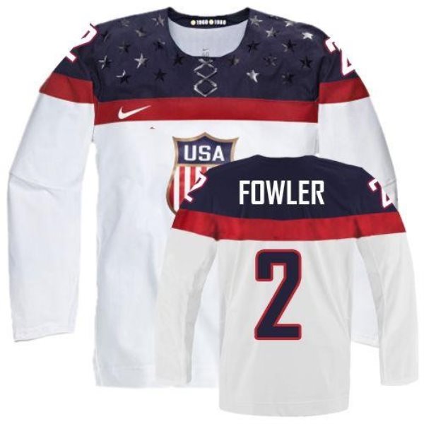 2014 Olympic Team USA No.2 Cam Fowler White Hockey Jersey