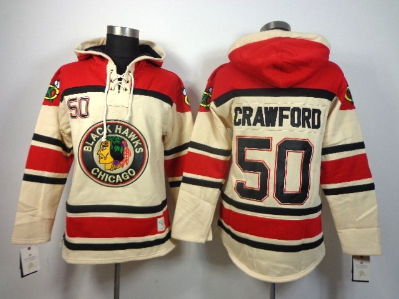 NHL Blackhawks 50 Corey Crawford White Men Sweatshirt